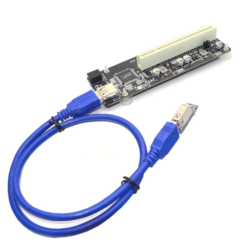 2 Pcs PCI E PCI-E PCI Express X1 To PCI Riser Card Bus Card High Efficiency Adapter Converter USB 3.0 Cable For Desktop