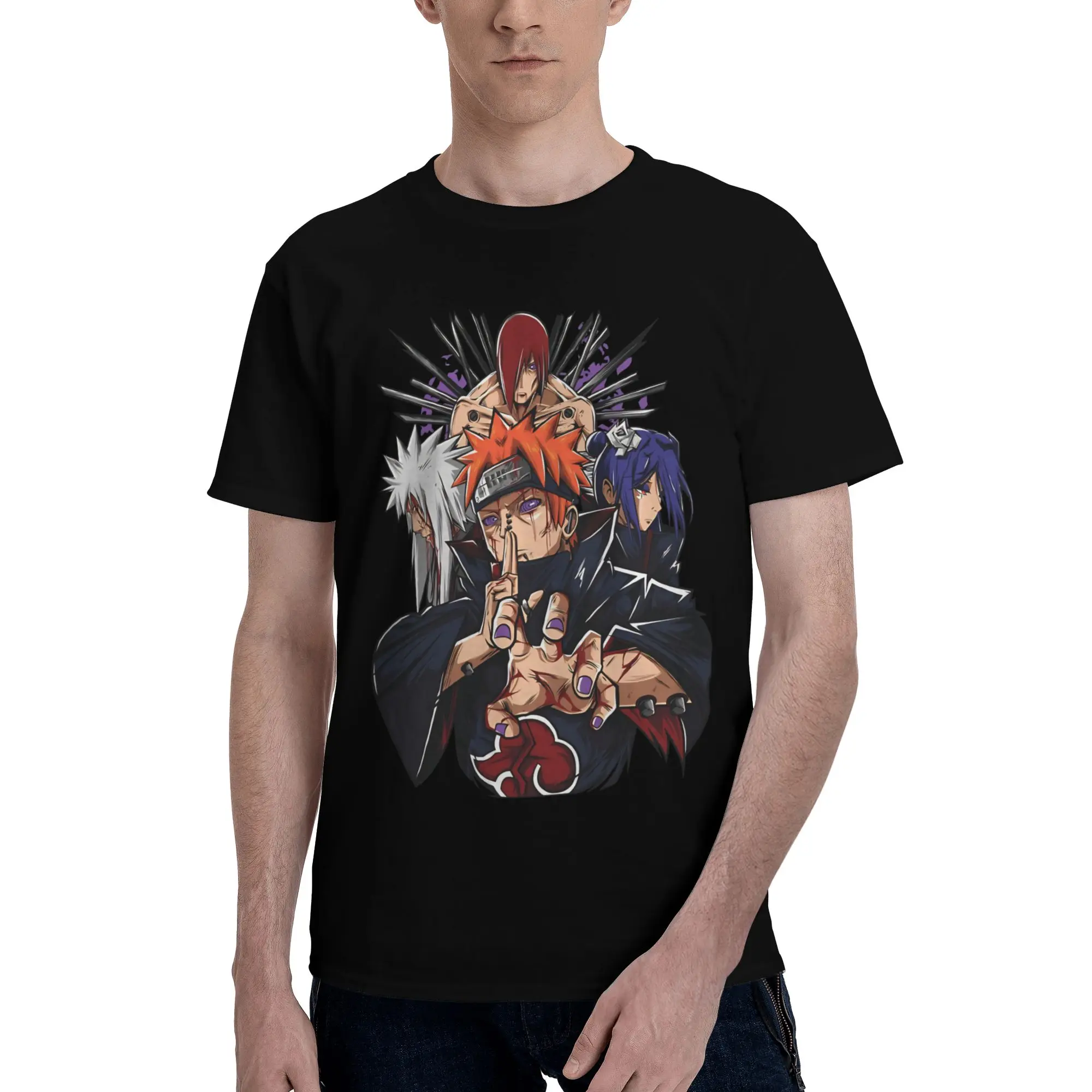The tragic team   Funny 100% Cotton T-Shirt Bandai NARUTO Tops Tees For Men