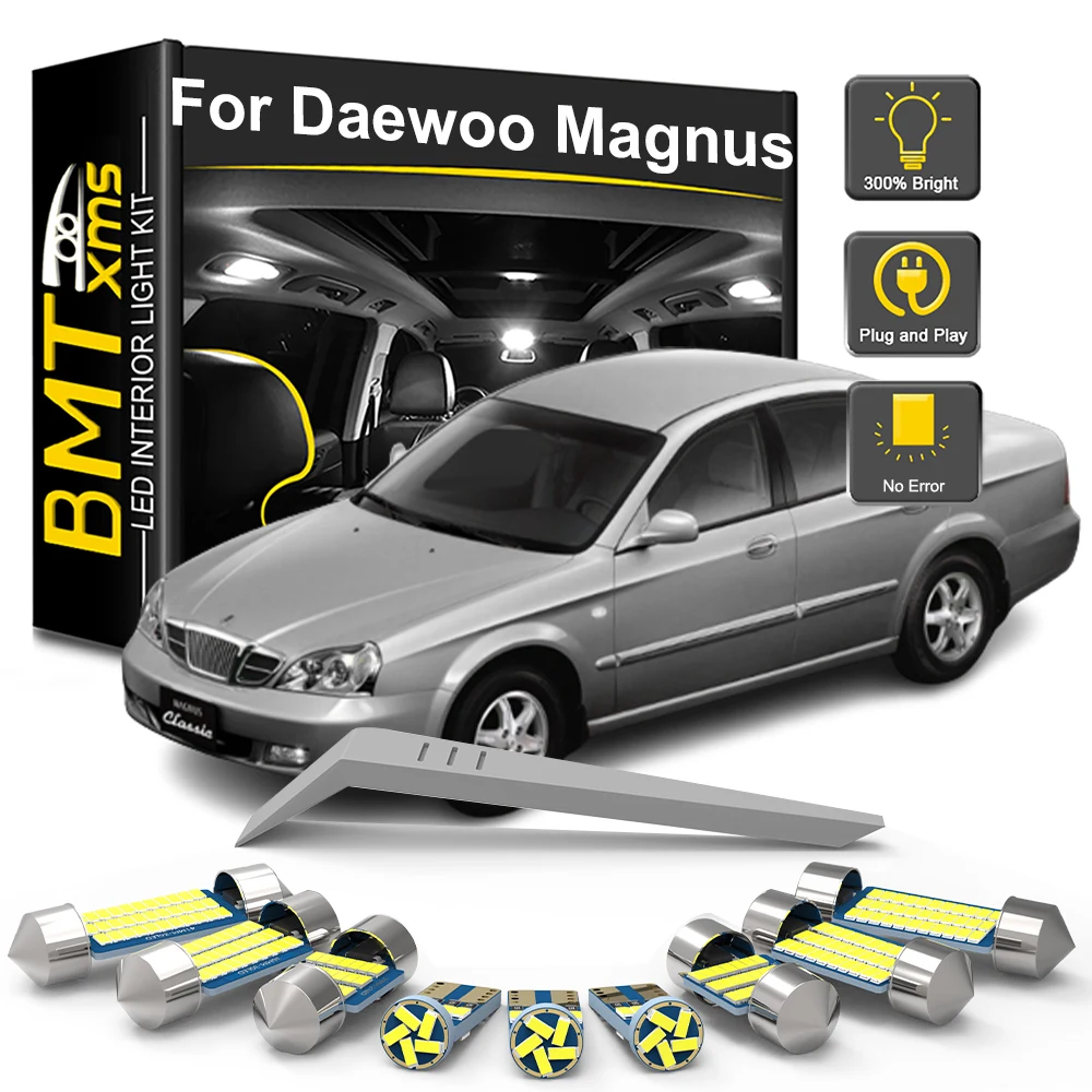 BMTxms 12Pcs Car LED Interior Light Bulb Kit For Daewoo Magnus 2000 2001 2002 2003 2004 2005 Vehicle Dome Trunk Reading Lamp