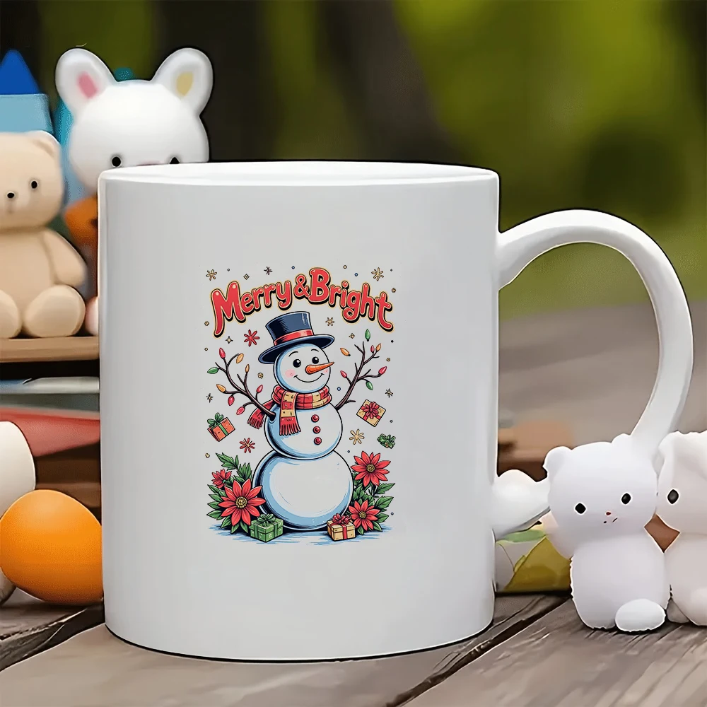 

11oz cartoon snowman mug + Christmas gift festive Christmas cup home and office coffee mug holiday-themed kids cup