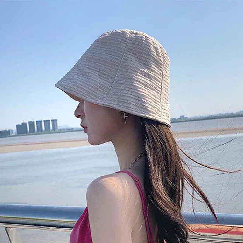 2022 Summer Fashion All-match Women Bucket Hat Chiffon Thin Style Sun Beach Cap Outdoor Girls Breathable Designer Fisherman Hat