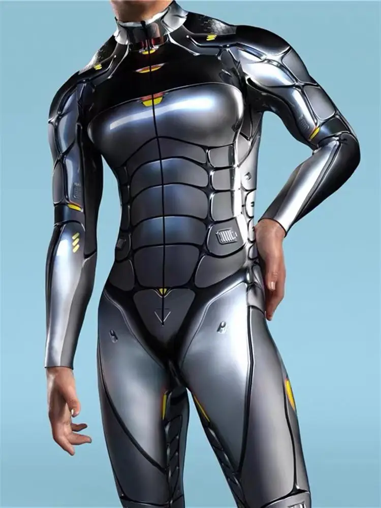 New Men's Bar Performance Suit Tight Stage Par Robot COS Iron Future Technology Muscle Costume Polyester Summer 2025