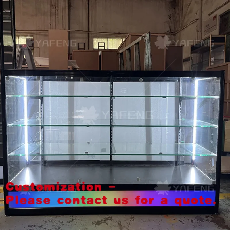 

Customize.New Design 6ft Glass Display Showcase with Running Light Aluminum Frame Floor Standing Display Counters Smoke Shop Dis