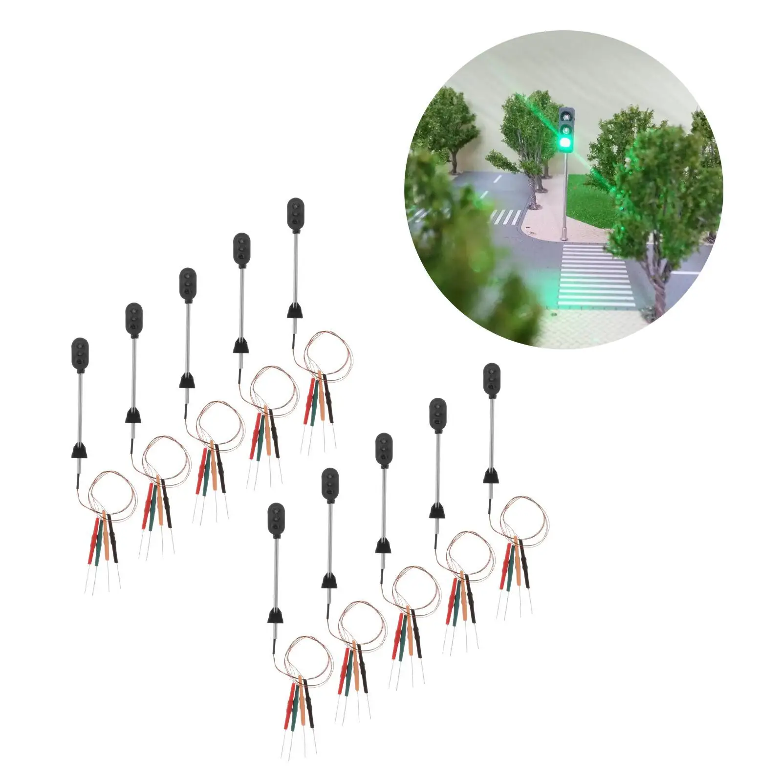 12V 10 Buah Lampu Kereta Api Model LED Skala HO 1:87 untuk Tata Letak Lanskap