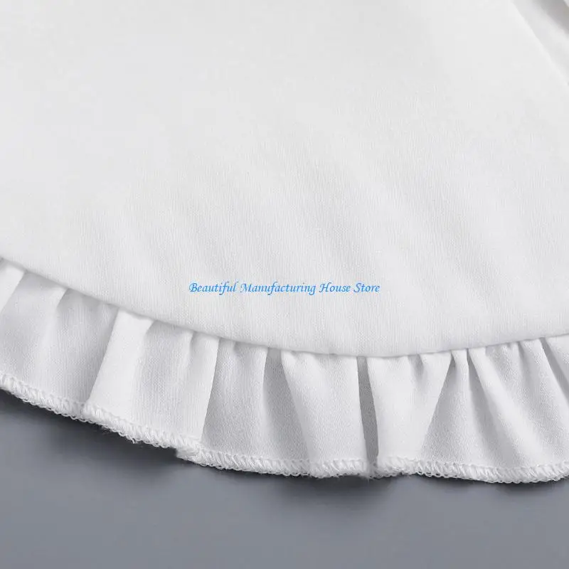E56A Women Lightweight Detachable False Collar Shawl Scarf Lapel Collared Neckline Ruffled Trim Decorative Small Capelet