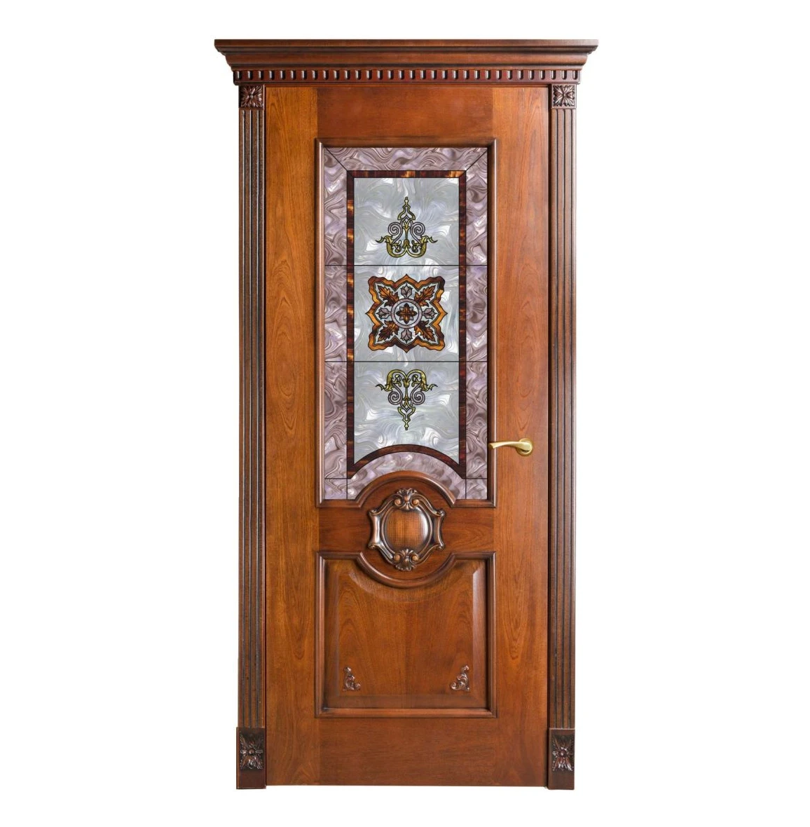 

Modern latest custom wooden front door decorative glass panel high-grade solid wood veneer wooden door