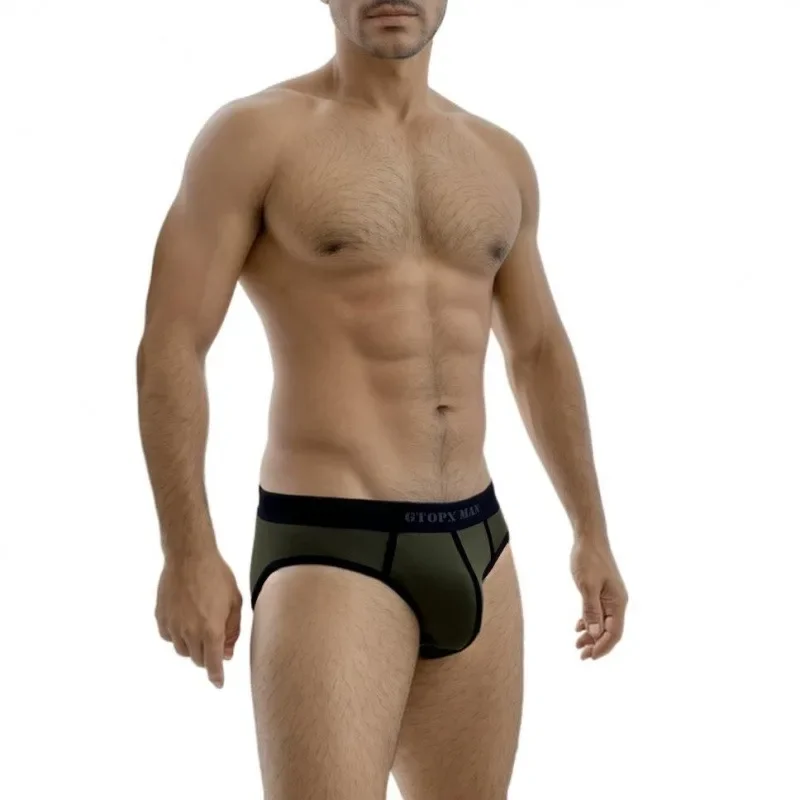 Sexy Men Underwear U Convex Pouch Single-layer Cotton Briefs  for Men