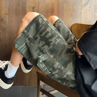 Camouflage Workwear Jeans Shorts Men's Summer Trendy Logging Five-Point Pants Loose Casual Mid-Length American Brand Shorts