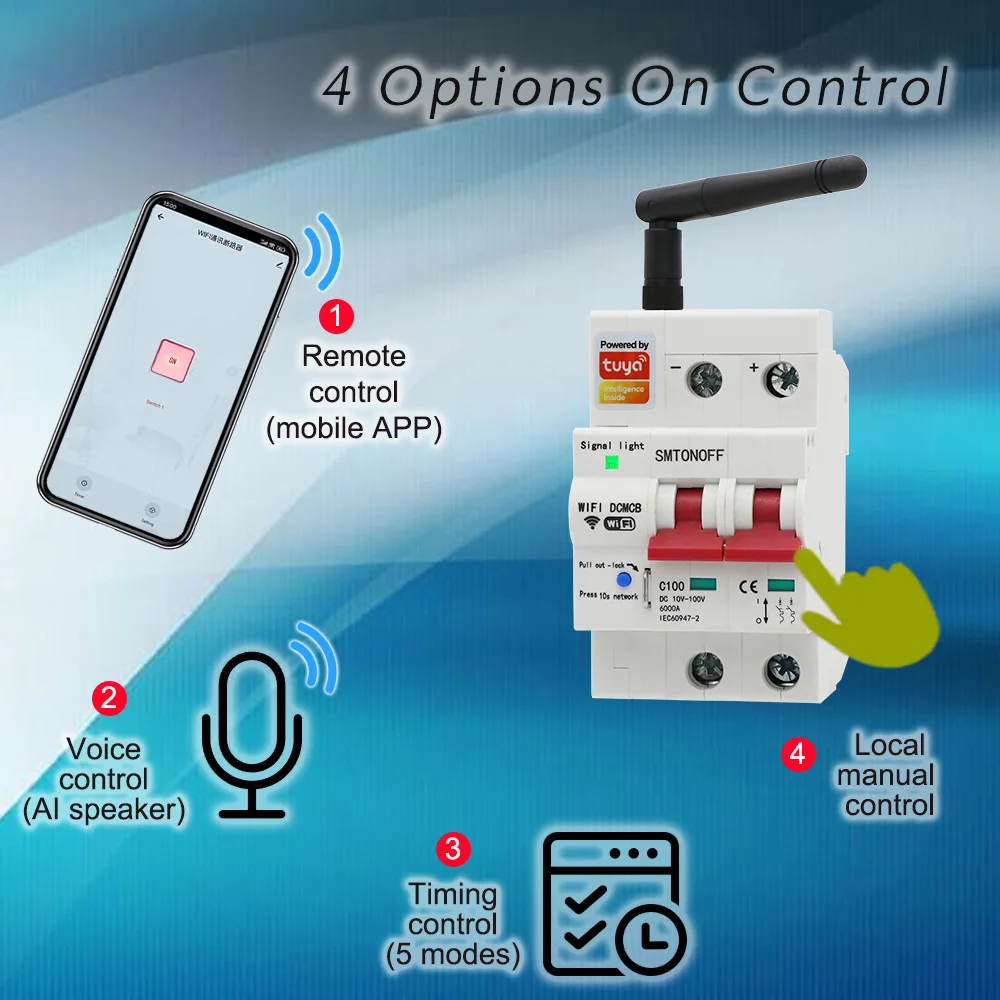 Tuya Smart Life WLAN DC Smart Leistungsschalter 12V 24V 48V Überlast- und Kurzschluss-Schutz mit Alexa Google Home für Smart Home – Detail 5