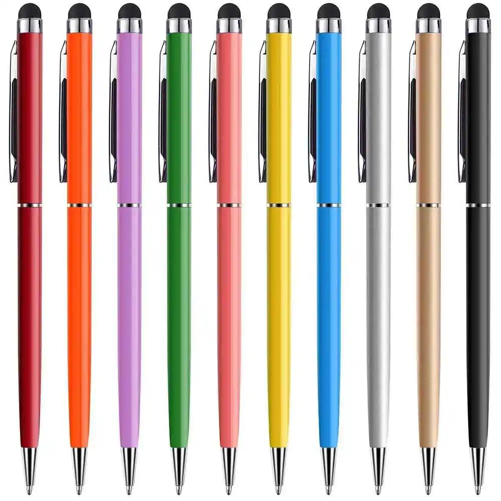 Caneta esferográfica capacitiva universal, 10 peças, caneta touch para tela de tablet, para iphone, pad, android, celular, ponta de borracha