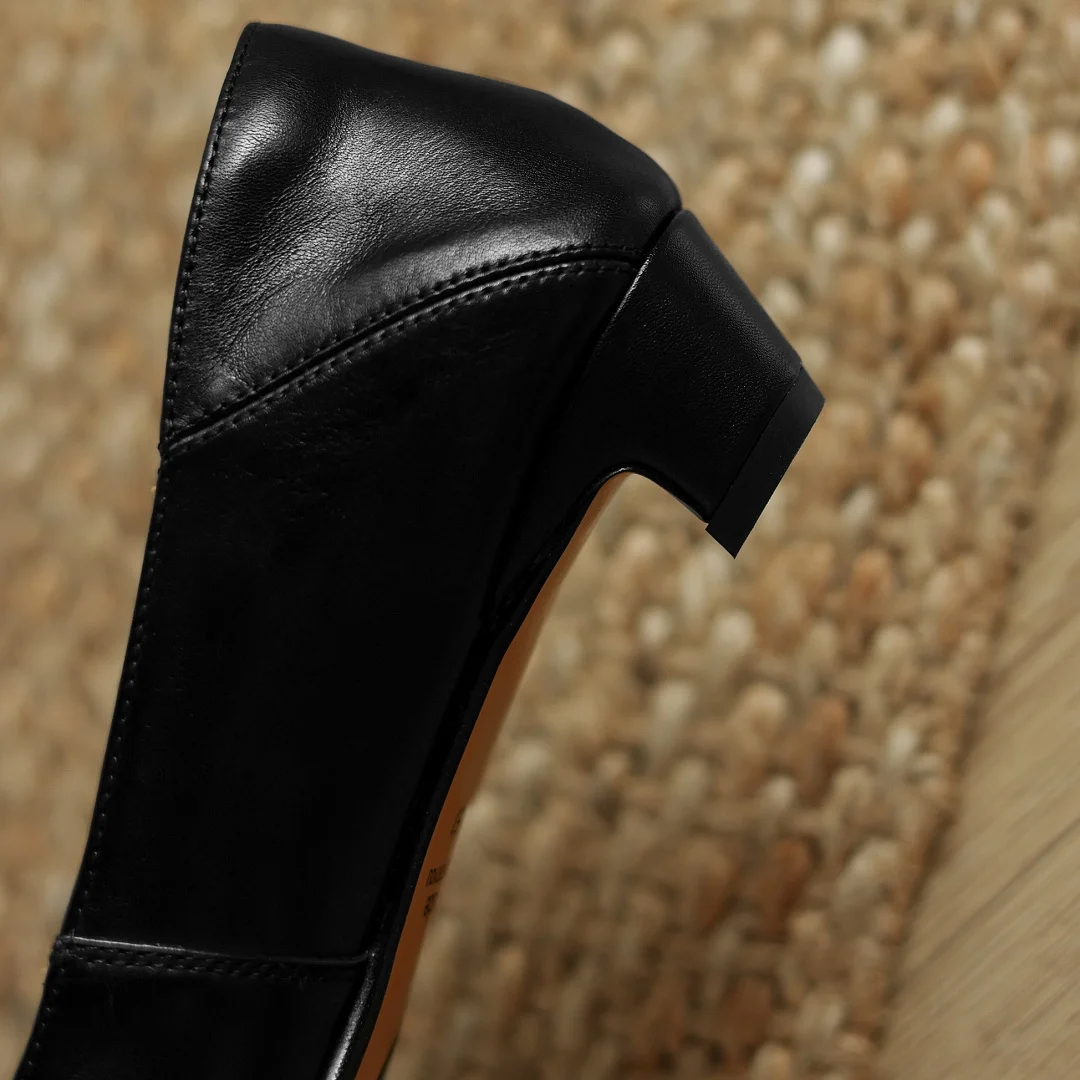 danxuefei Damen-Slip-on-Pumps aus Rindsleder mit quadratischer Zehenpartie, 3 cm Kitten-Absatz, elegante Damen-Schuhe für den Alltag, schmales Kleid, niedrige Absätze für Damen