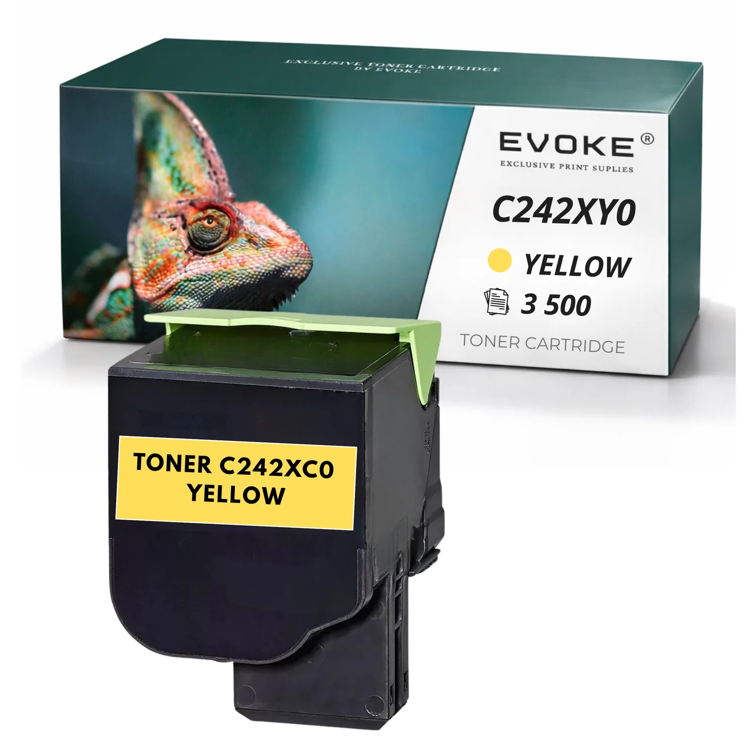 Evoke Compatibele Toner voor Lexmark C2425/C242 Y C2425 C242Y C242Xy0 Geel 3500 Pagina's C2425Dw C2535Dw Mc2425Adw Mc2535Adwe