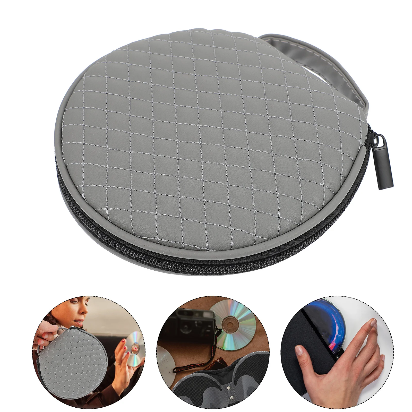 

1Pcs Cd Storage Case Embroidered Plaid Style Large Capacity Practical Lightweight Organizer for Car and Home Disc Storage