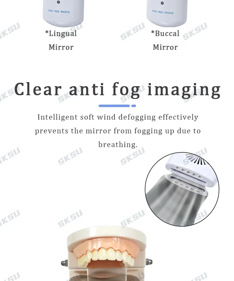 SKSU Dental-Antibeschlagspiegel-Set, beschlagfrei, intraorale Fotografie, Edelstahlspiegel mit LED-Licht, kieferorthopädische Reflektoren – Detail 7