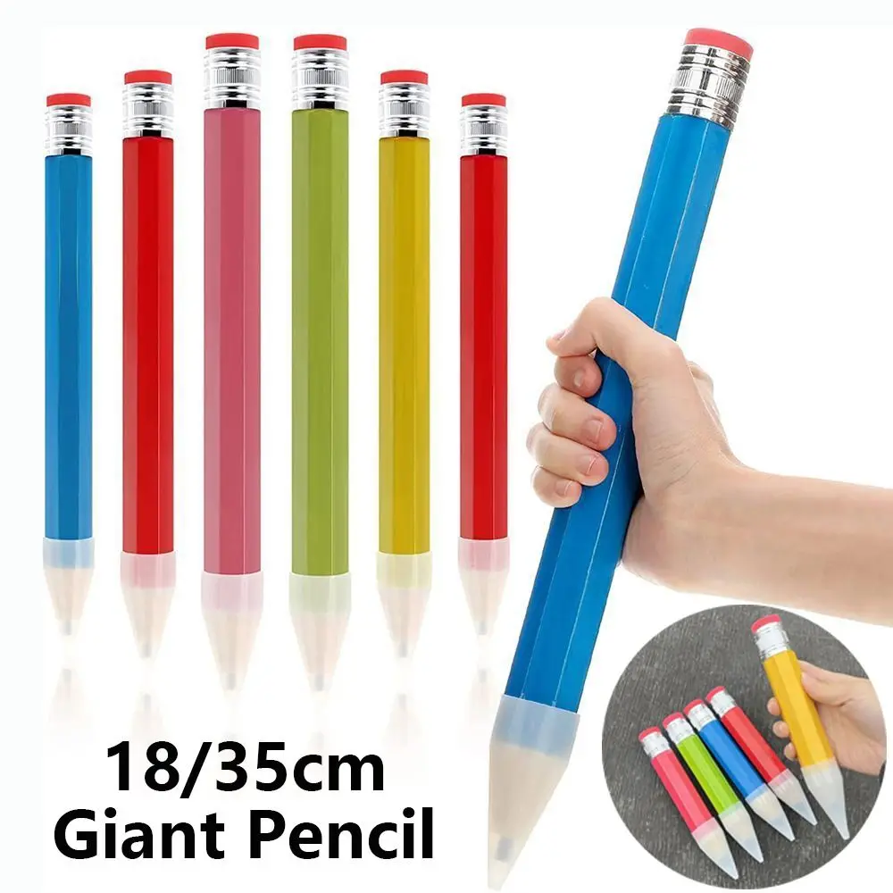 Wooden Giant Pencil Fun Gift 18/35CM With Eraser Big Pencil Novelty Toy Performance Prop Large Wood Pencil Artist