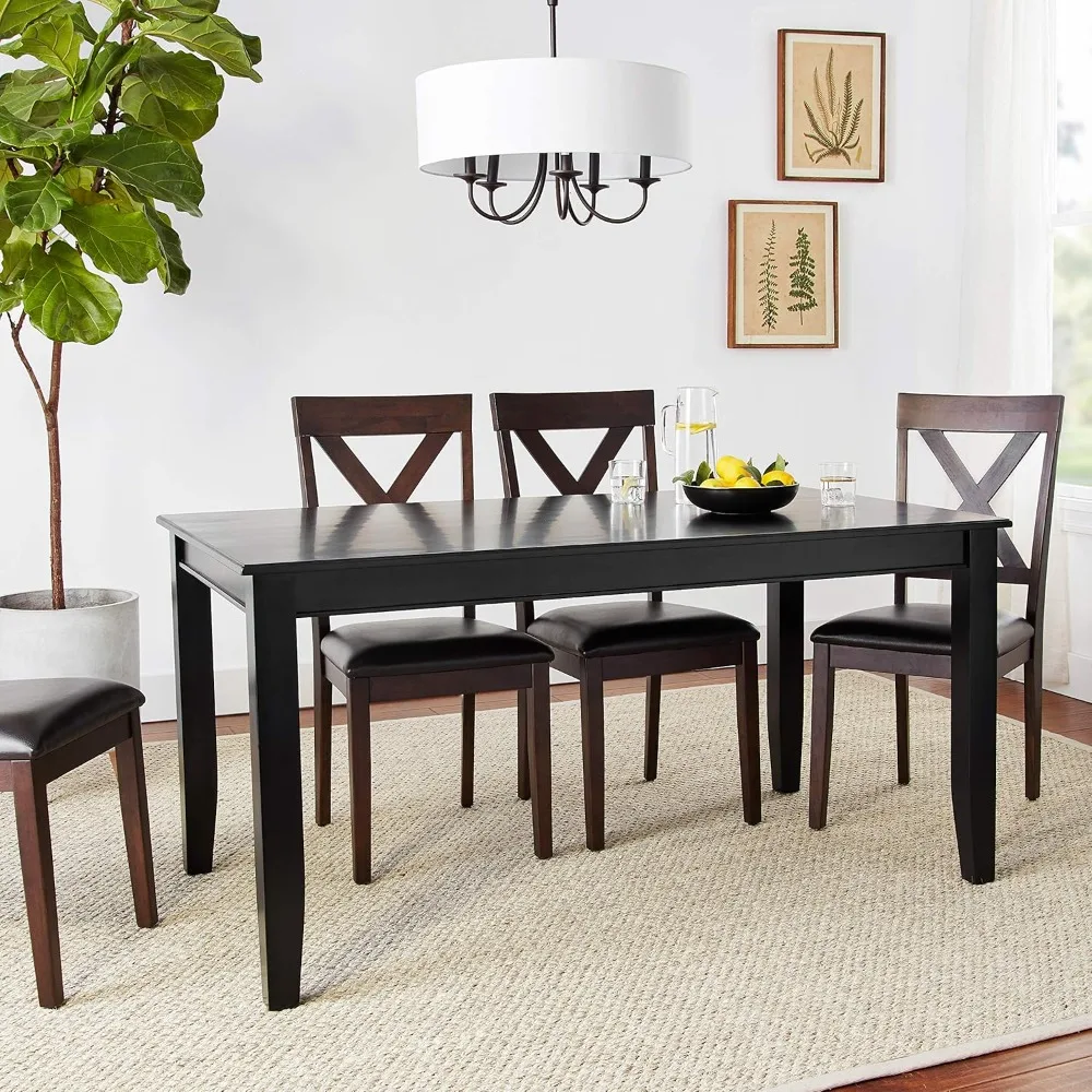 Kitchen Table - a Rectangle Dining Table Top with Sturdy Legs, 36x60 Inch, Black