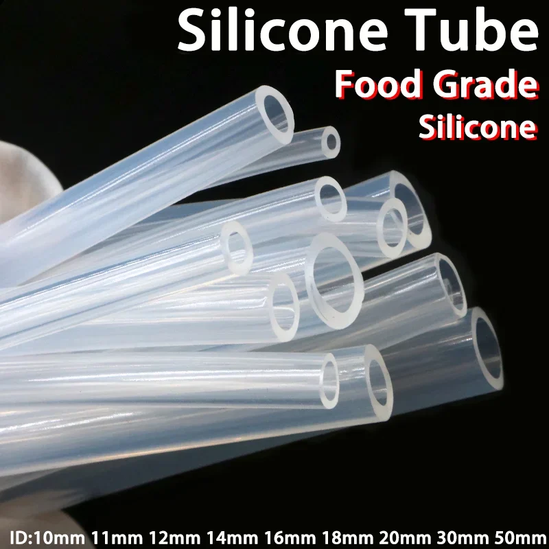 1M Food Grade Silicone Rubber Hose Transparent Flexible Silicone Tube Diameter 10mm 11mm 12mm 14mm 16mm 18mm 20mm 30mm 50mm Tube