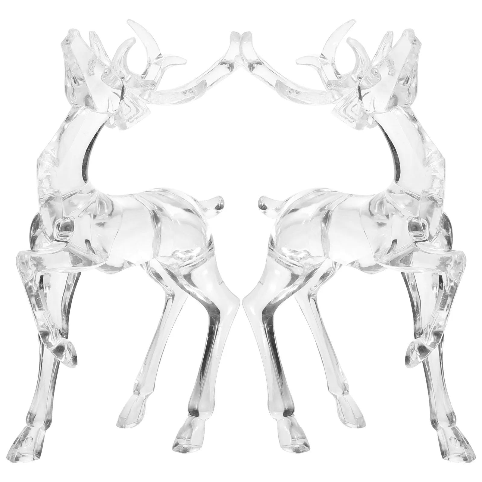 

2pcs Christmas Reindeer Decor Plastic Deer Statue Tabletop Centerpiece Holiday Party Home Office Window Display Living Room