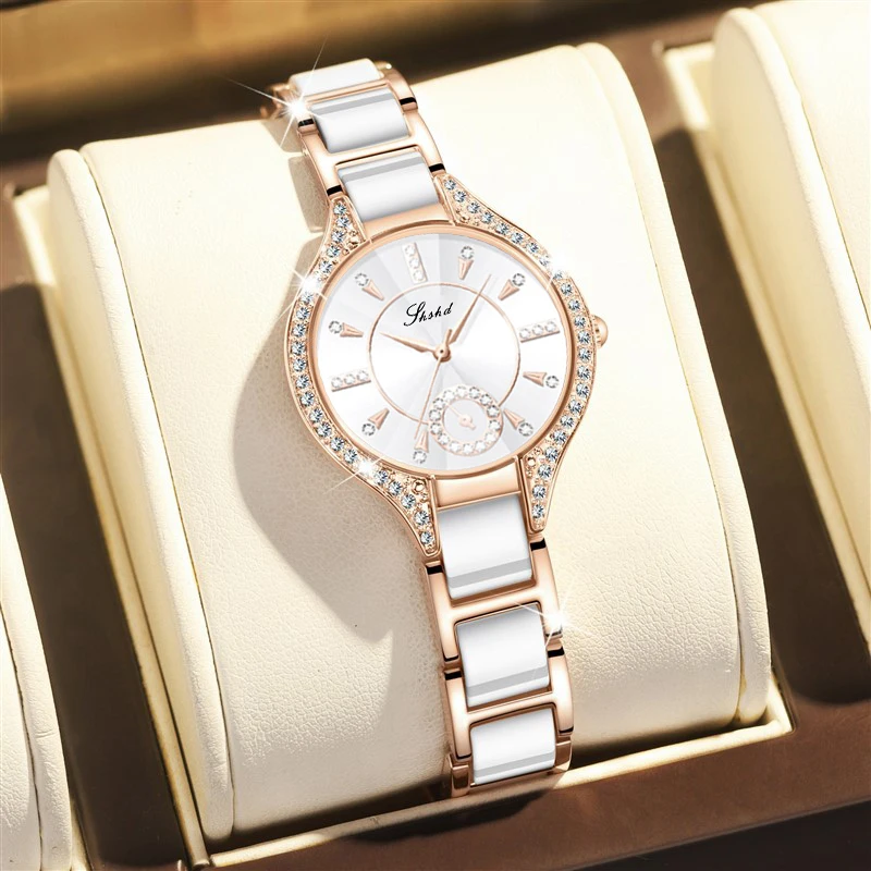 2024 Popular Gold Ceramic Watch for Women, Light Luxury, Versatile, Trendyy, Fashionable, Simple and Cool Watch Gift, Best Choice