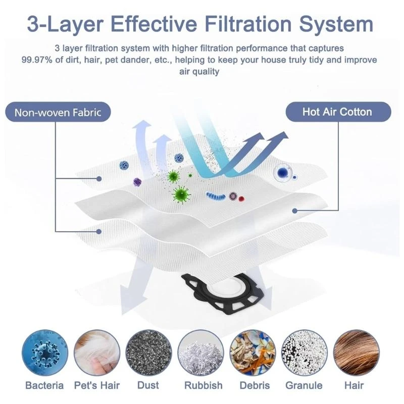 مجموعة من 6/15 كيس نظافة الفراغات حقيبة غبار عملية سهلة التثبيت الفراغ كيس نظافة الفراغ غير المنسوج