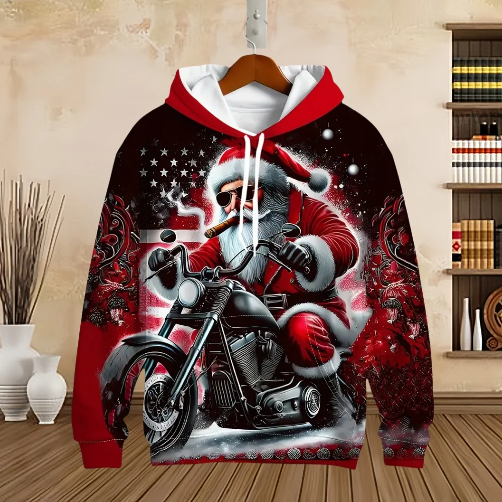 Christmas Santa Claus 3D Printed Hoodie Snowman Fashion New Year Party Long Sleeve Pullover Tops Loose Casual Unisex Sweatshirt