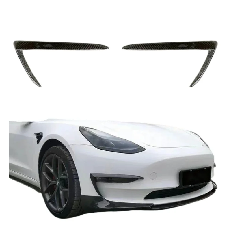 

High Quality C-Style Carbon Fiber Front Bumper Canards for Teslal Model 3 2019 Rear Upgrade Towing Hitch Cut-Outs New Condition