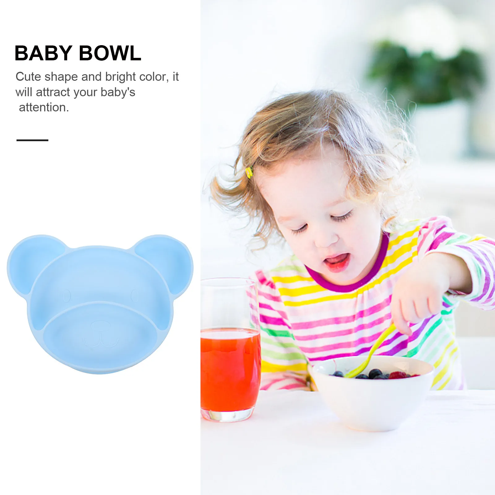 

Cartoon Bear Silicone Sucker Baby Color Non Slip Food Grade Complementary Food Toddler Tableware Baby Bowl