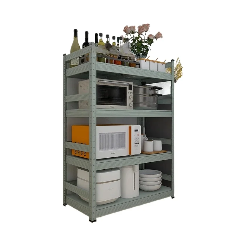 Gray Green Fence Kitchen Shelf Floor-Standing Multi-Layer Microwave Oven Pot Storage Shelf Household