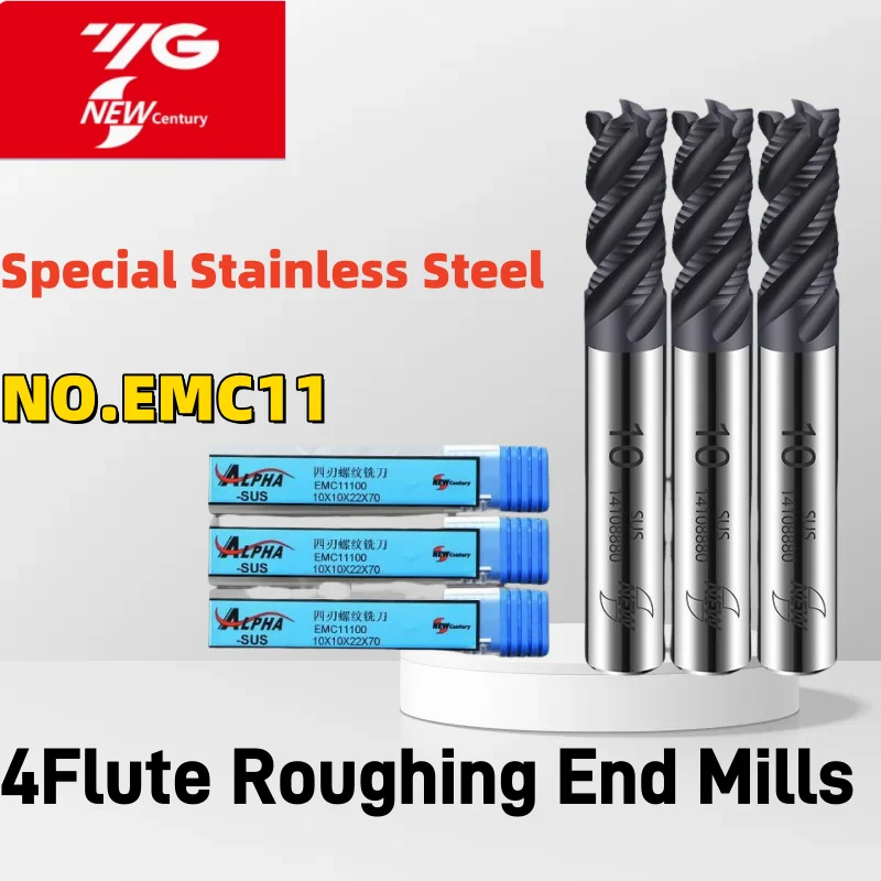 

1PCS YG 4 Flute Roughing End Mills Corrugated Spiral Milling Cutter EMC11φ6 8 10 12 16mm Special Stainless Steel