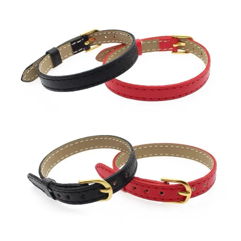 

2PCS Pet Collar DIY Accessories New Dollhouse 8mm PU Leather Bracelet For Slide Charms Wristband Women Jewelry Making