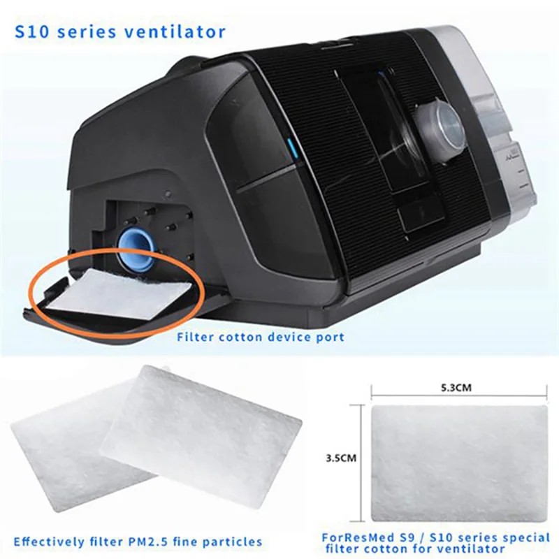 50Pcs Disposable Universal Replacement Filters Cotton Filter Sleep Snorer for AirSense 10 AirCurve10 S9 CPAP