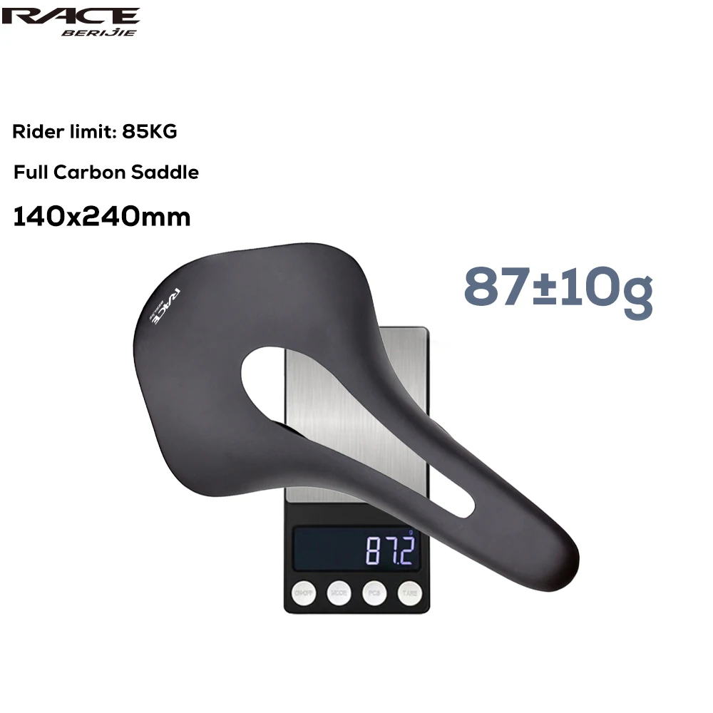

BERIJIE Carbon Fiber 7x9mm Rail Saddle,Cycling Road Bike Cushion,Ultra-Light,Front Seat 240 x140 mm,Bicycle parts