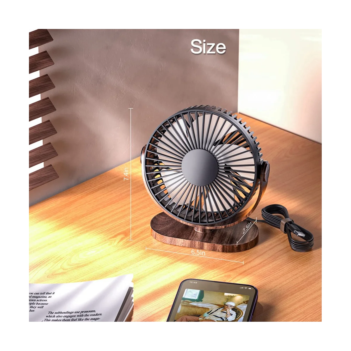 6.5 بوصة USB مكتب مروحة 3 سرعات هادئة المحمولة سطح المكتب الجدول مروحة 360 درجة تعديل الشخصية مروحة صغيرة مكتب أسود