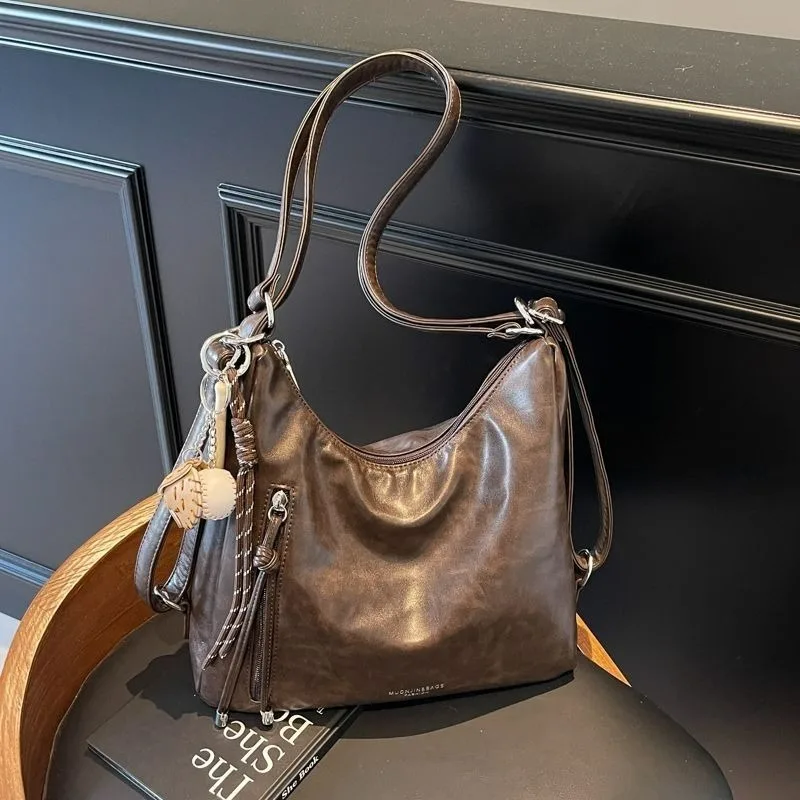 Retro Large-capacity Backpack Women's New Commuter Back Bag Multi-purpose Single Shoulder Crossbody Tote Bag Trendy Exquisite