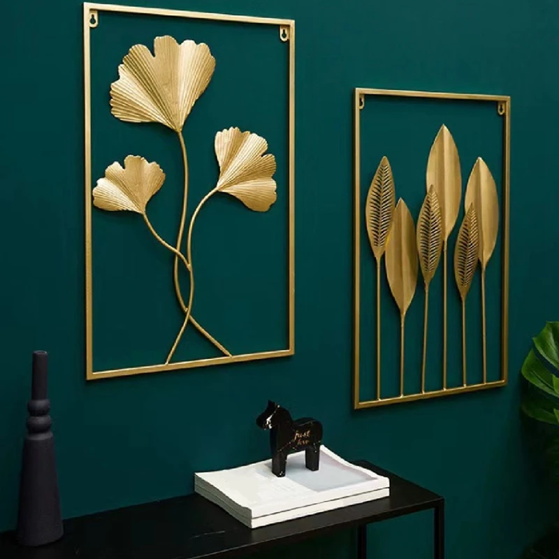 Nordic Logam Daun Besi Hiasan Dinding Tanaman Dinding Liontin Lukisan Dinding Kamar Tidur Ruang Tamu Dekorasi Rumah 40X60Cm Hiasan Dinding Daun Hijau
