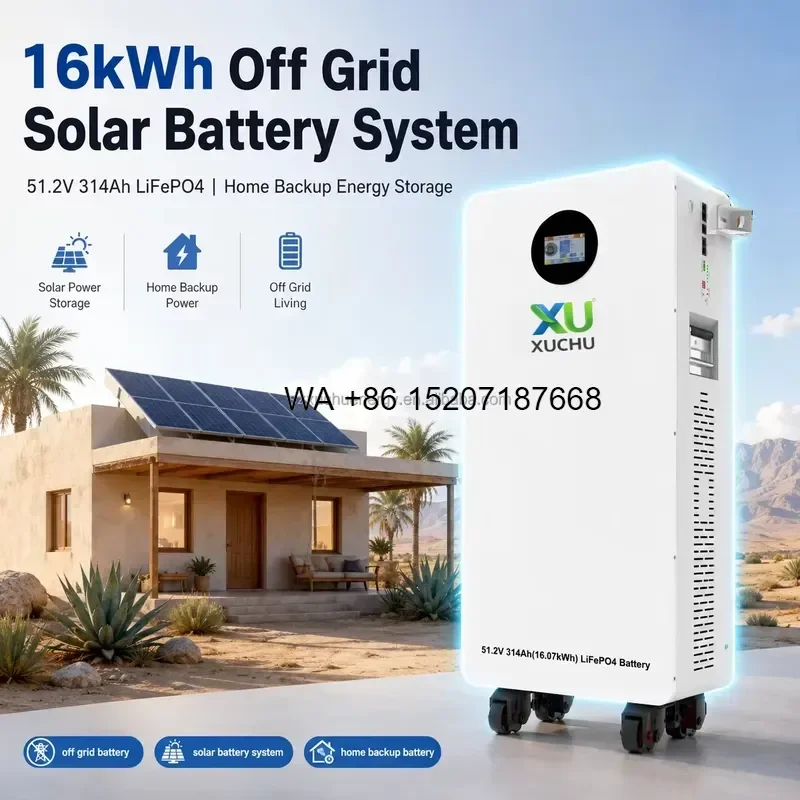 Wmwmnu for LiFePO4 Hybrid Grid Split Solar System Home Power Wall Battery 51.2V 10kWh CAN Wall-Mounted Energy Storage IP65