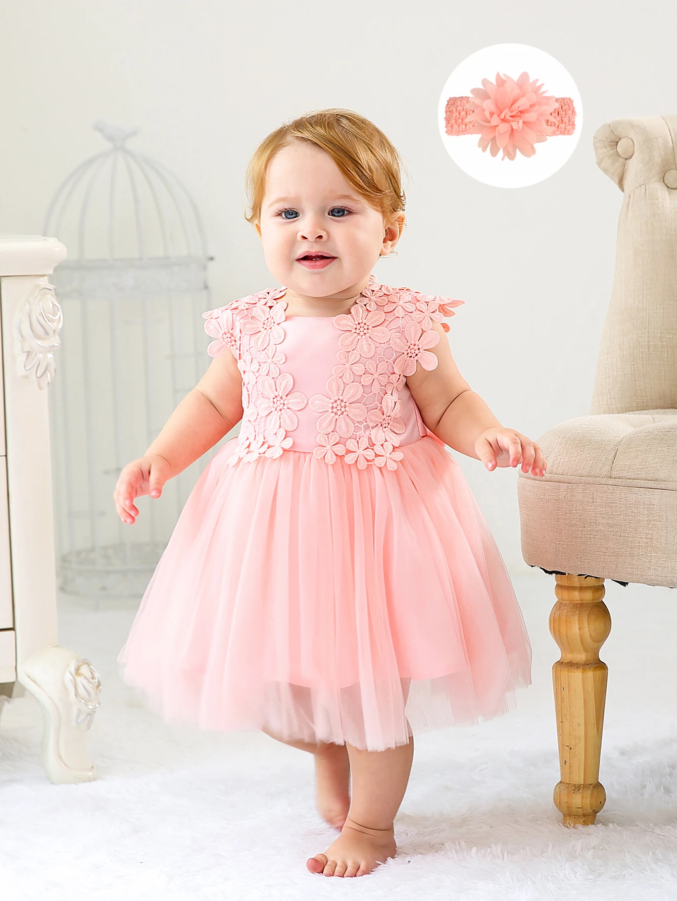 Infant Lace Dress Pink Girls Dresses 1 Year Baby Birthday 1 Years Children Party Dresses