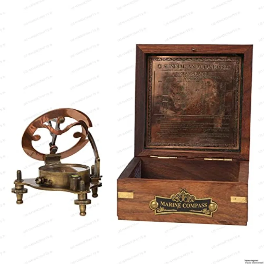 Vintage Brass Sundial Compass 2.5