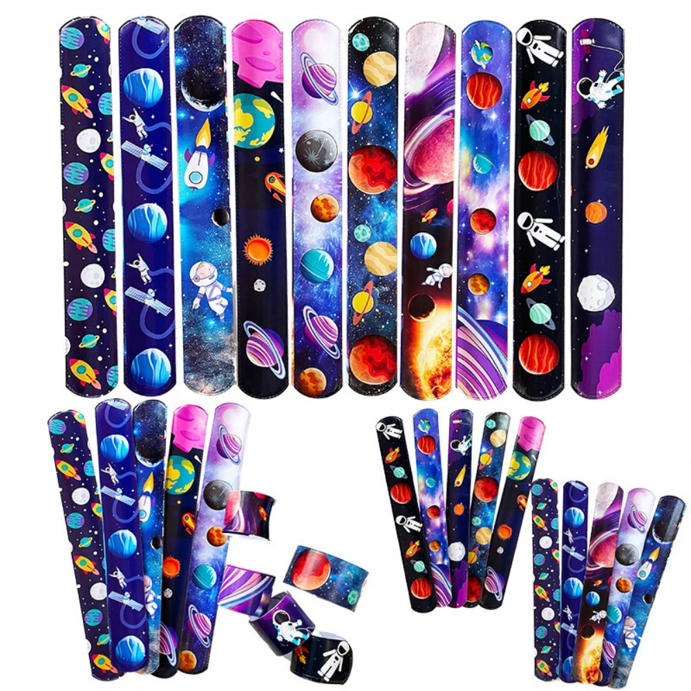 10-50 Pcs Cartoon Space Astronaut Theme Clapping Circle Wristband, Birthday Space Party Carnival School Kindergarten Gift Prize