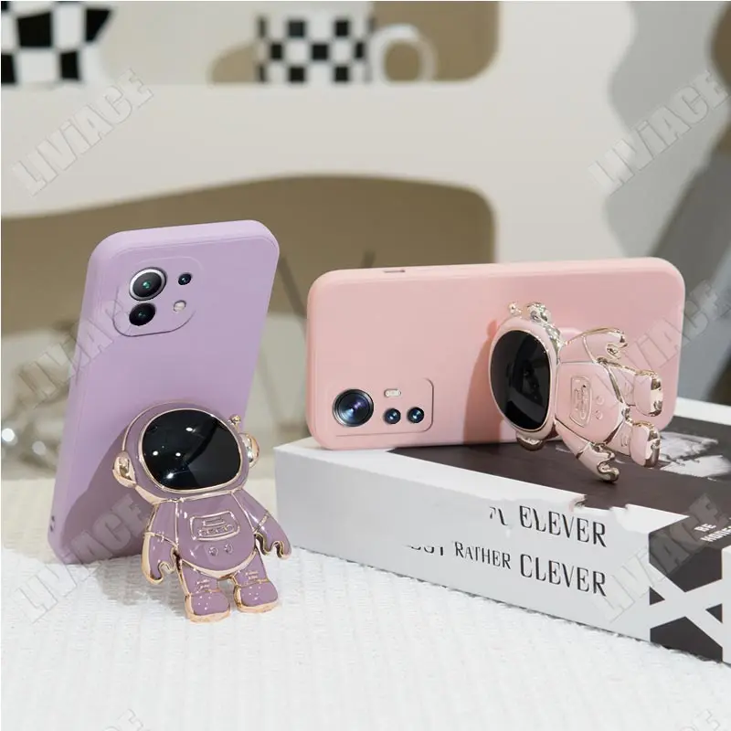 Mi11lite Astronaut Lanyard Crossbody Silicone Case For Xiaomi Mi 11Lite Mi 11 Mi11t 11t 11x Pro Stand Cover Mi 12 10 9 13 Lite