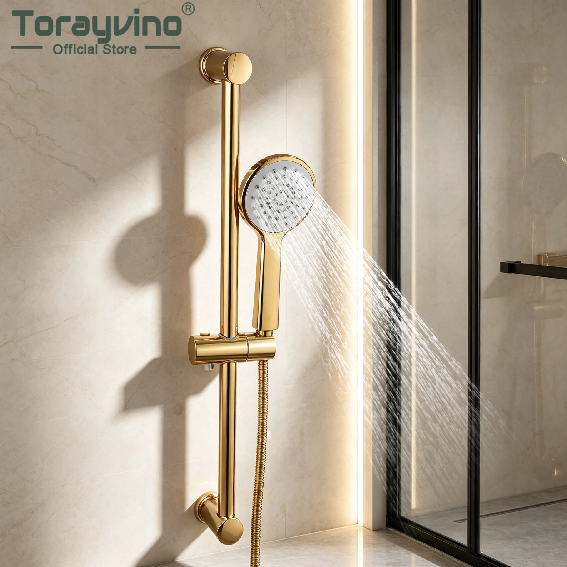 Torayvino Bathroom Grey Shower Slide Bar Handheld Shower Wand Faucet Shower Bar Outdoor Rainfall Shower Systerm Set Mixer Taps