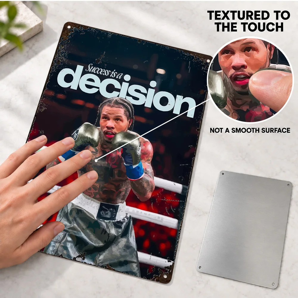 Gervonta Davis Boxing Guard Aluminum Poster Customized Metal Sign Glove Success Quote Illustration Wall Art For Fitness Studio