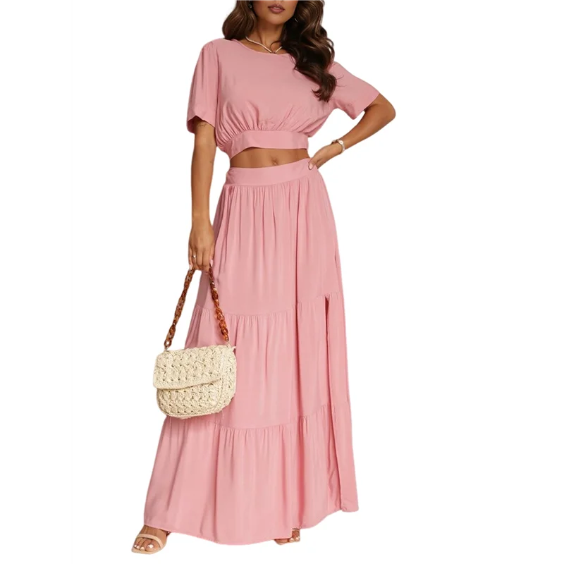 

НОВИНКА-женская летняя струящаяся макси-юбка в стиле бохо 2021, модные эластичные пляжные длинные юбки трапециевидной формы с разрезом и высокой талией