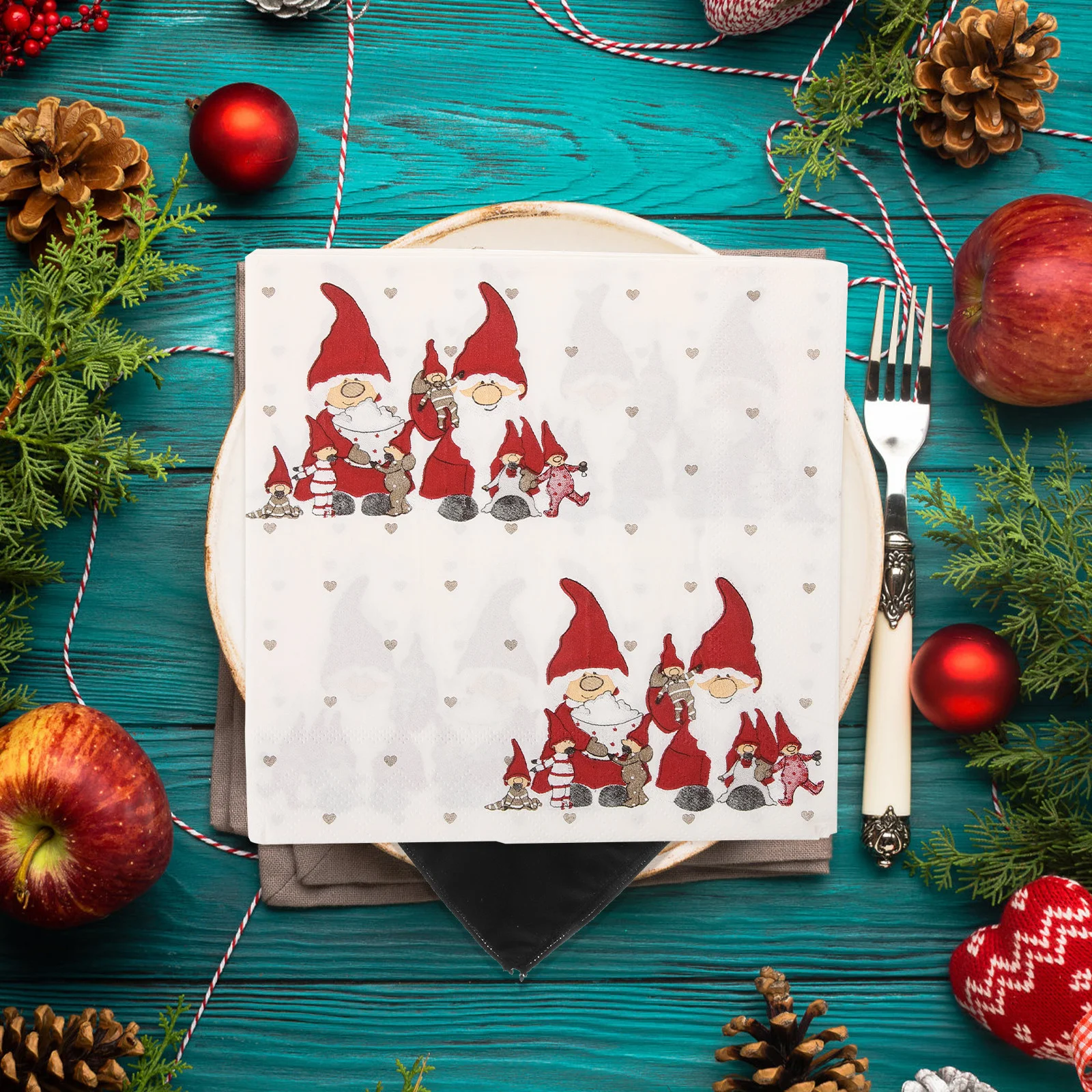 40 Pcs Christmas Decorative Napkin Dinner Napkins Printed Xmas Cocktail Banquet