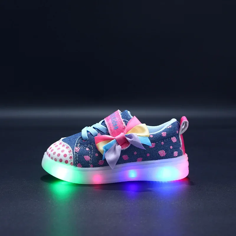 

Zapatillas Niña Girl Sneaker 2025autumn LED Luminous Kid Shoe Fashion Kid Canvas Shoe Bow Board Shoes Soft Sole Girl Shoes Tenis