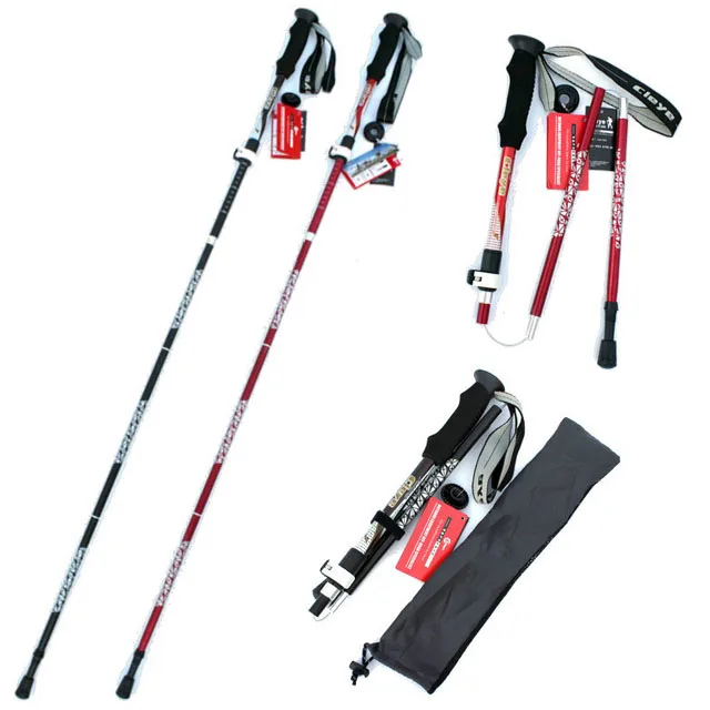 folding telescopic trekking pole - 7075 Aluminum Alloy Walking or Hiking Sticks with Quick Adjustable Locks