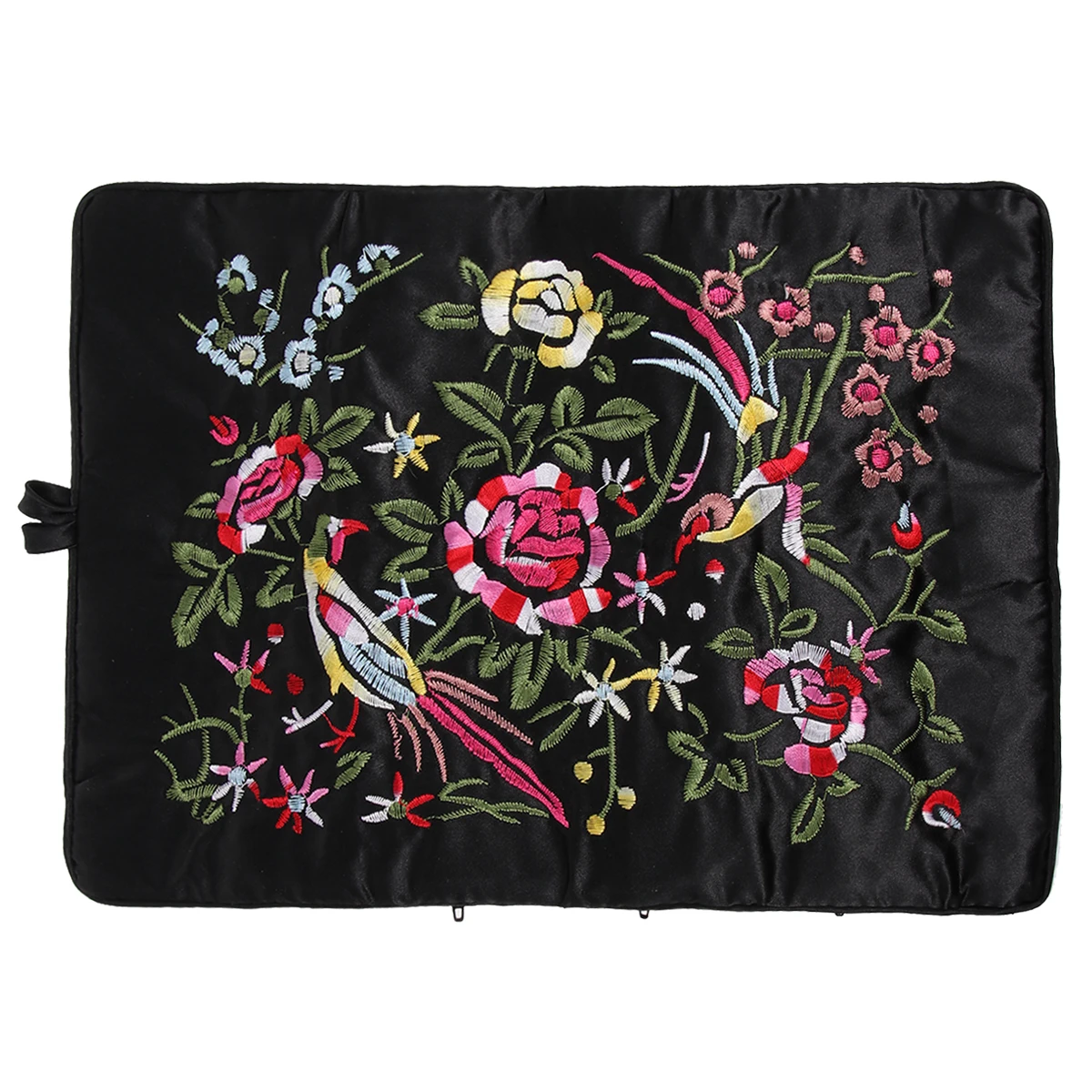 

Jewelry Roll Bag Handmade Embroidered Storage Pouch Travel Organizer Case Woman Soft Silk Satin Material
