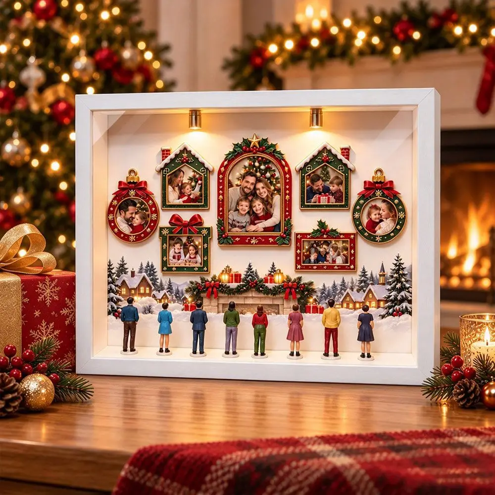 LED Light DIY Mini Museum Silhouette Box Miniature Desk Photo Frame 8 Mini Figurines Shadow Box Frame