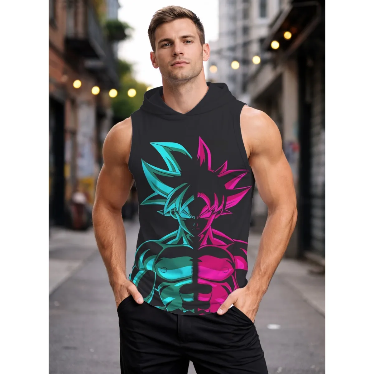 Sudadera sin mangas para hombre, sudadera informal a la moda, chaleco de culturismo para hombre, camiseta deportiva, camiseta con estampado de anime Dragon Ball