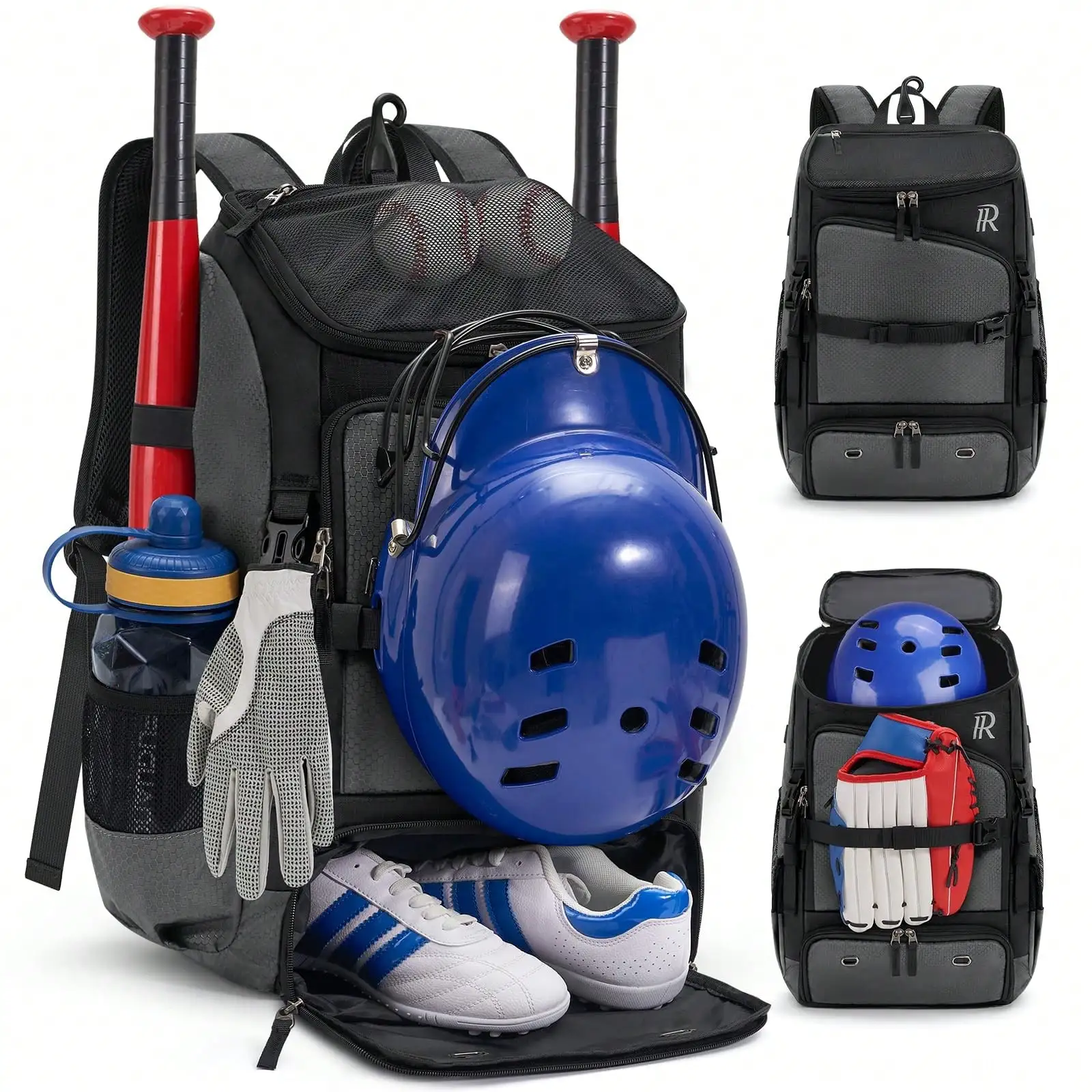 

Baseball Bag Large Capacity Backpack For Softball, Baseball,Tball Equipment Adult & Youth Bat Bag With Shoe Compartment & Helmet Holder